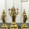Radiant Brass Balaji with Bhudevi and Sridevi - 18 Inches of Divine Elegance