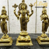 Radiant Brass Balaji with Bhudevi and Sridevi - 18 Inches of Divine Elegance - Image 2