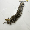 Elegant Brass Feather Wall Hanging - Antique Lacquer Finish - Image 2