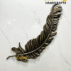 Elegant Brass Feather Wall Hanging - Antique Lacquer Finish
