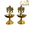 Medium Traditional Brass Shankha Chakra Deepam/Deepak – Divine Oil Lamp for Home Decor & Pooja