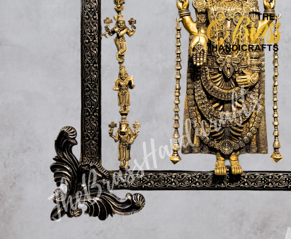 Exclusive Brass Tirupati Balaji Wall Hanging with Dashavtar | Balaji Statue with 10 Incarnations of Vishnu | Exclusive wall decor and Gifting - Image 4