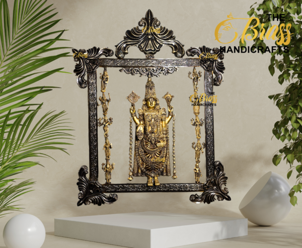 Exclusive Brass Tirupati Balaji Wall Hanging with Dashavtar | Balaji Statue with 10 Incarnations of Vishnu | Exclusive wall decor and Gifting - Image 7