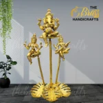 100% Pure Brass Exclusive Ganesha, Lakshmi & Saraswati seated brass plants| Unique Ganesha, lakshmi saraswati idols for home decor by TBH