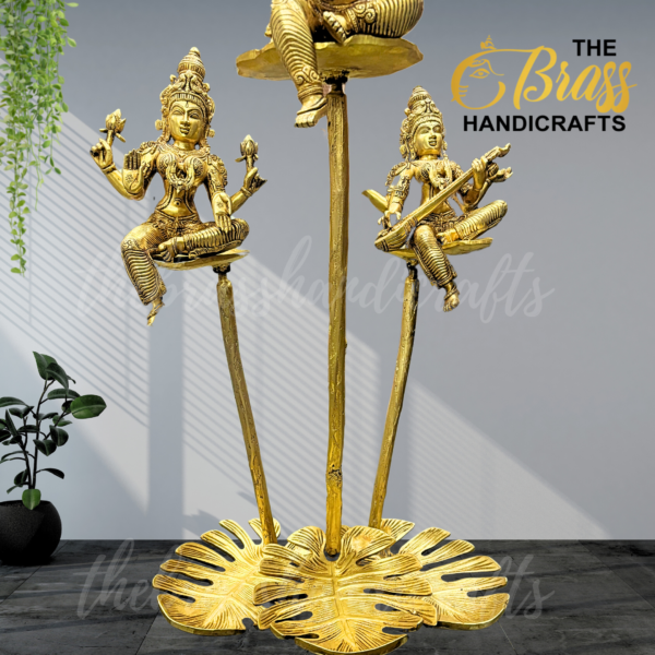 100% Pure Brass Exclusive Ganesha, Lakshmi & Saraswati seated brass plants| Unique Ganesha, lakshmi saraswati idols for home decor by TBH - Image 3