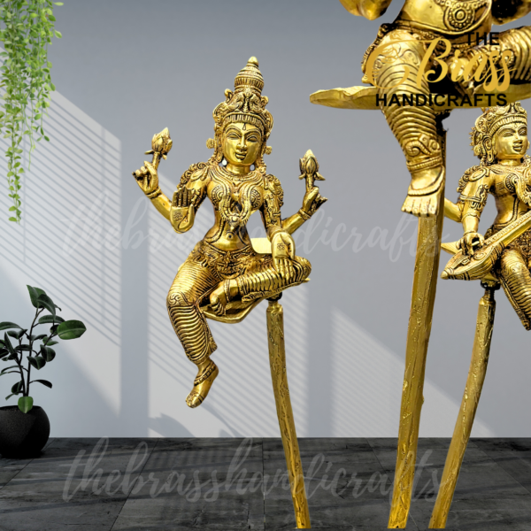 100% Pure Brass Exclusive Ganesha, Lakshmi & Saraswati seated brass plants| Unique Ganesha, lakshmi saraswati idols for home decor by TBH