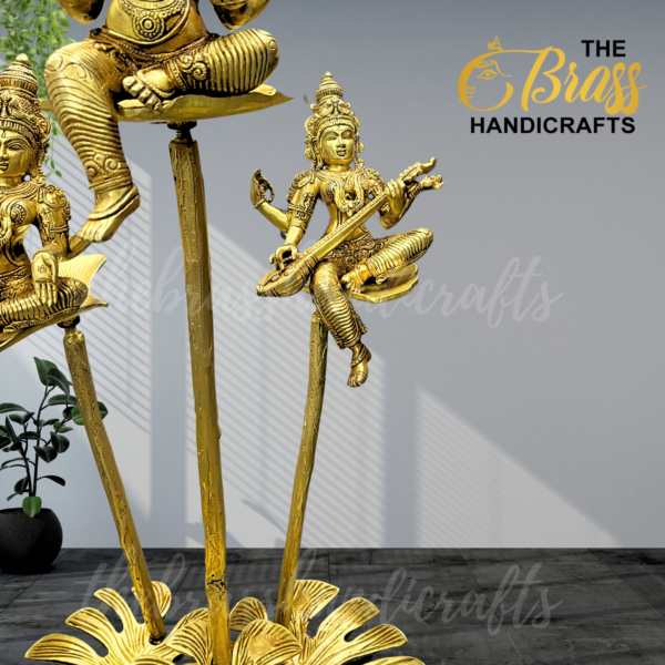 100% Pure Brass Exclusive Ganesha, Lakshmi & Saraswati seated brass plants| Unique Ganesha, lakshmi saraswati idols for home decor by TBH