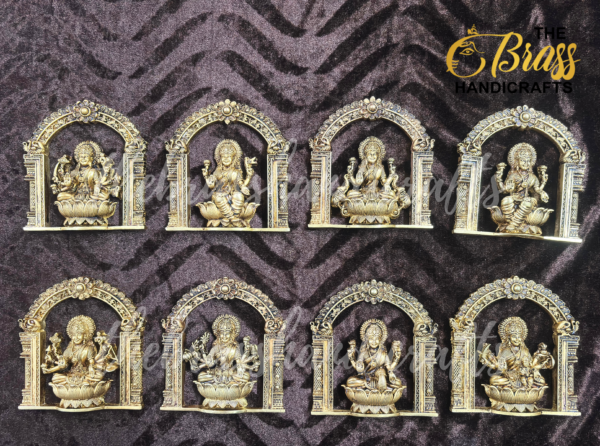 Brass Ashtalakshmi with Frame Wall hanging 4" for puja room decor, home decor, office decor, ashtalakshmi idols, for growth and prosperity