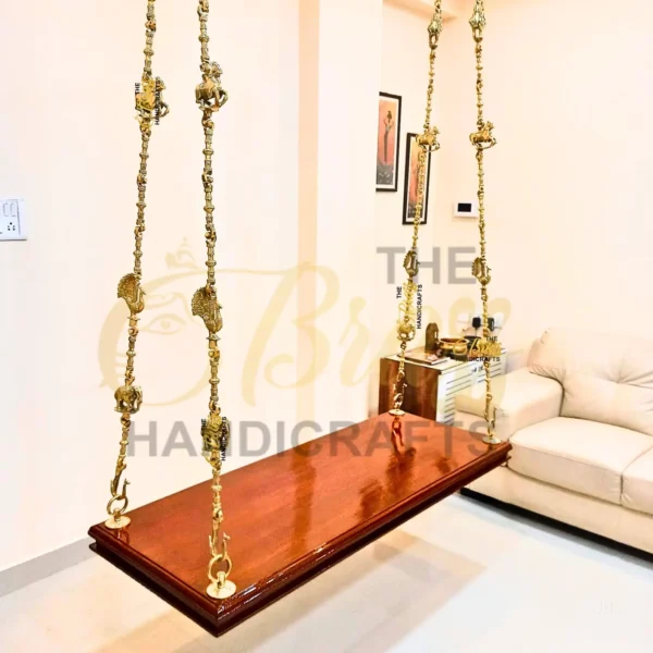 Brass Indian Swing Chain Set – Royal Antique Home Décor for Traditional and Modern Spaces | Indian Indoor Swing | Oonjal Swing Jhula Chain - Image 2