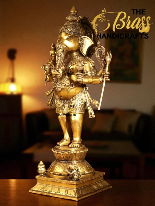 Brass Ganesha Statue in Dancing Pose, Ganpati Dancing idol for home decor, office decor, anniversary gift, temple decor, Ganesha Idol Decor