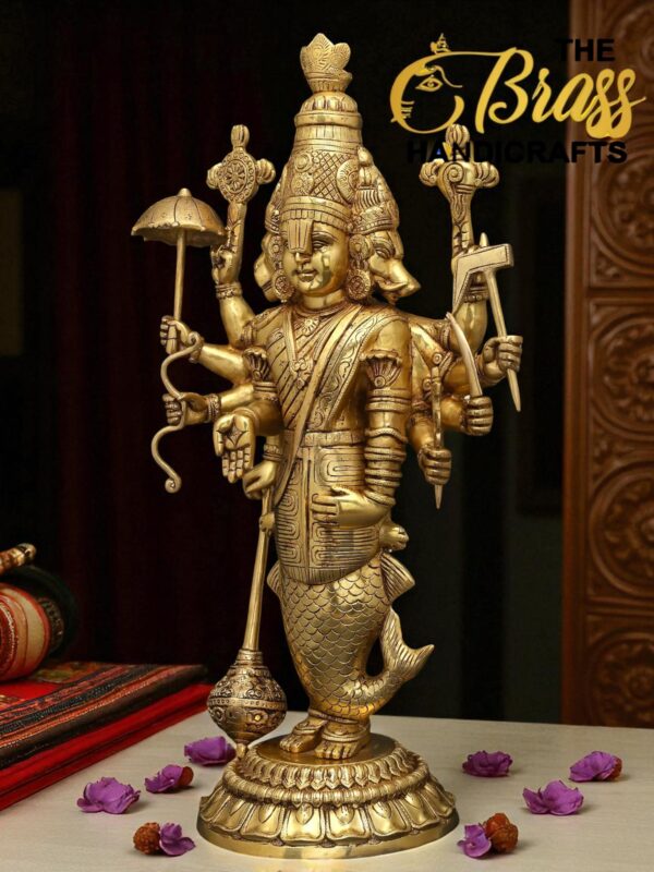 Brass Vishnu Dashavatar statue, vishnu dasavatar in one statue, 10 forms of vishnu for puja decor, home decor, office decor, superfine idol - Image 4