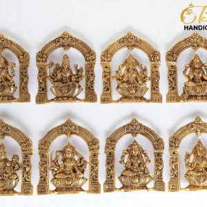 Pure Brass Ashtalakshmi with Prabhavali Frame Wall Art | Superfine Ashtalakshmi Wall hanging | Ashtalakshmi Wall Art for Home & Temple decor