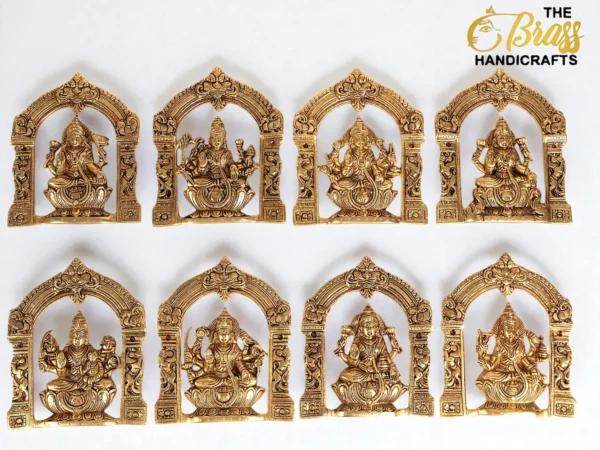 Pure Brass Ashtalakshmi with Prabhavali Frame Wall Art | Superfine Ashtalakshmi Wall hanging | Ashtalakshmi Wall Art for Home & Temple decor