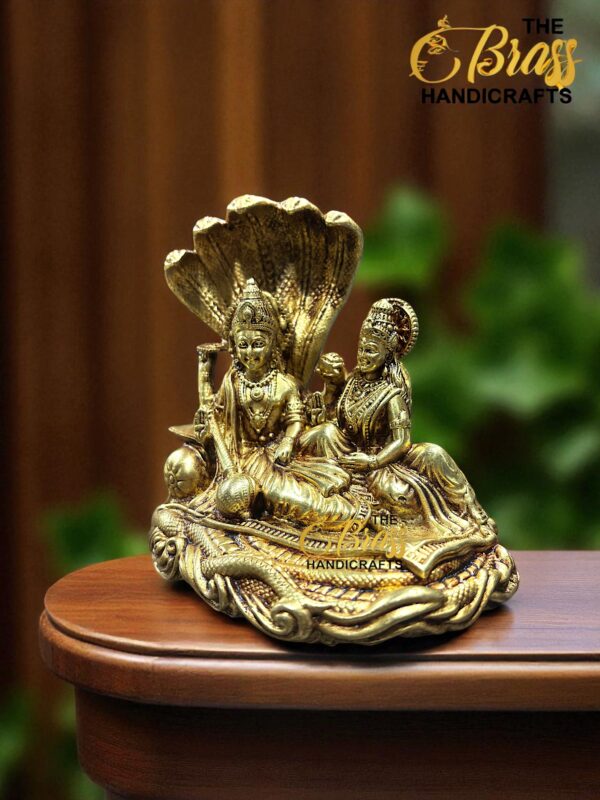 Brass Vishnu Lakshmi, Vishnu Lakshmi Idol, Sheshnag Brass Statue, Lost Wax Brass Idol, Hindu Puja Decor, Temple Brass Statue, Home Brass Decor, Office Hindu Decor, Brass God Idol, Indian Brass Handicraft, Antique Brass Idol, Lakshmi Vishnu Decor, Wedding Gift Idol