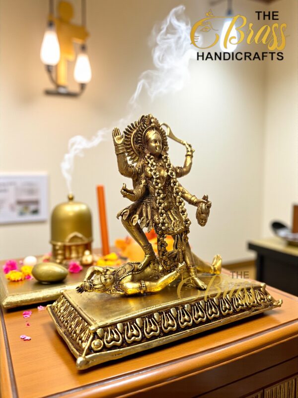Pure Brass Goddess Kali Statue | Lost Wax Casting | Superfine Intricate Detailing | Divine Mahakali Idol for Home Decor, Temple & Pooja Room | Handcrafted Brass Art - Image 3
