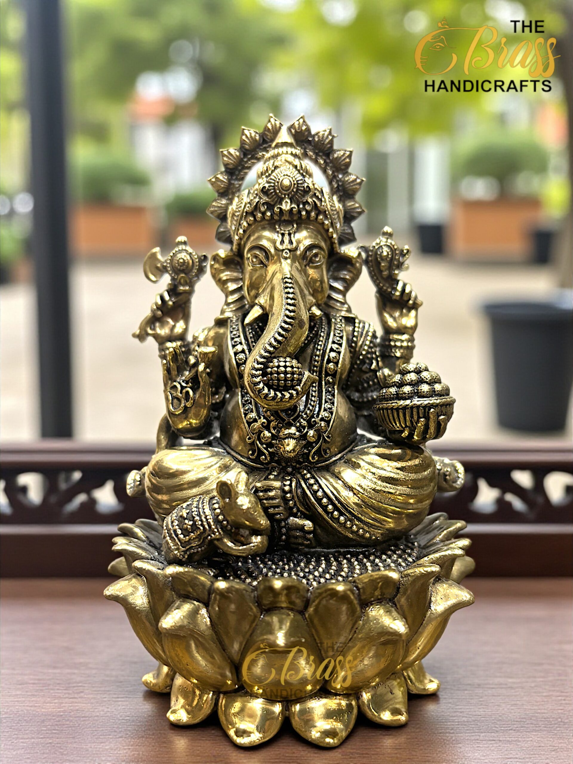 Brass Ganesha & Lakshmi Statues on Lotus | 6.25" Hindu God Goddess Idols | Brass Ganesha Laxmi Pair for Home Temple Office Decor & Gifting - Image 15