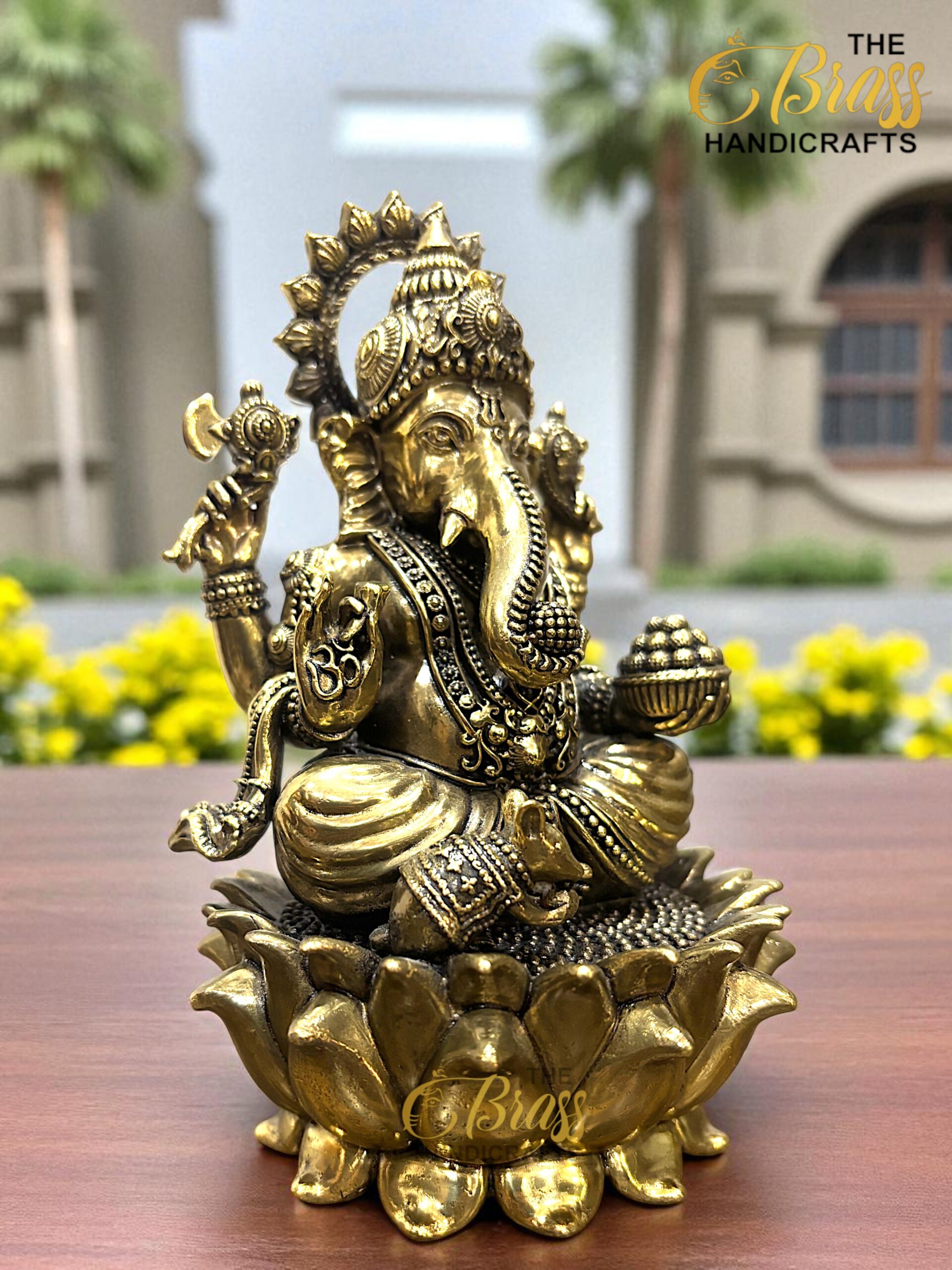 Brass Ganesha & Lakshmi Statues on Lotus | 6.25" Hindu God Goddess Idols | Brass Ganesha Laxmi Pair for Home Temple Office Decor & Gifting - Image 8