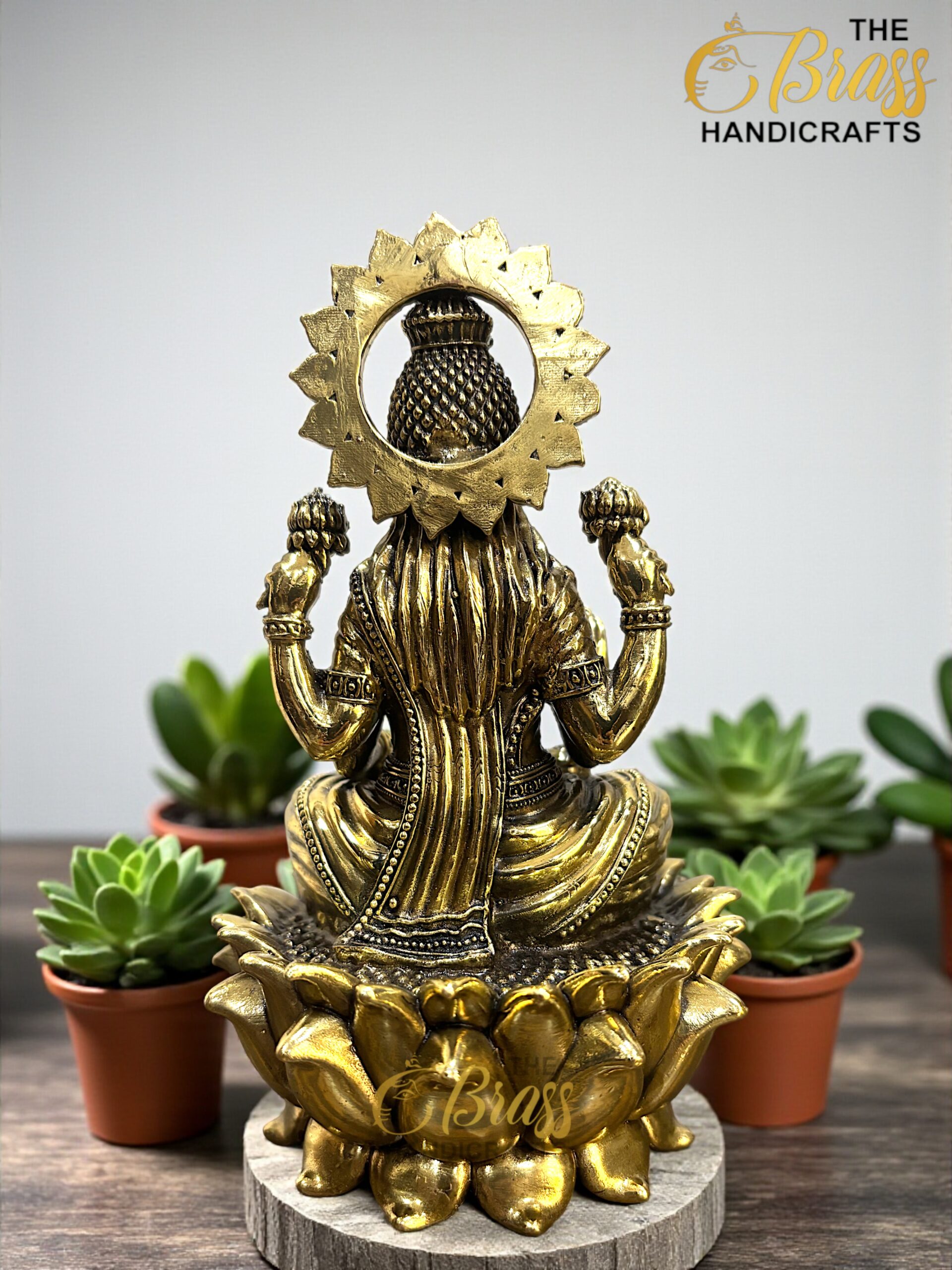 Brass Ganesha & Lakshmi Statues on Lotus | 6.25" Hindu God Goddess Idols | Brass Ganesha Laxmi Pair for Home Temple Office Decor & Gifting - Image 7