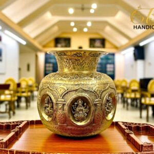 brass ashtalakshmi kalash, pure brass kalash, small brass kalash, ashtalakshmi pooja pot, brass home decor, indian brass handicraft, hindu decor, brass kalash for temple, pooja room decor, antique brass decor, spiritual gift, goddess lakshmi kalash, handcrafted brass kalash, prosperity decor