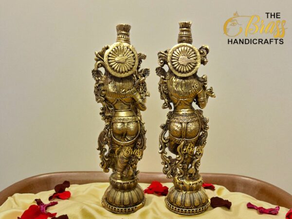 Pure Brass Radha Krishna Statue | 6-Inch Lost Wax Casting Idol | Handcrafted South Indian Radha Krishna for Home & Pooja Room Decor - Image 4