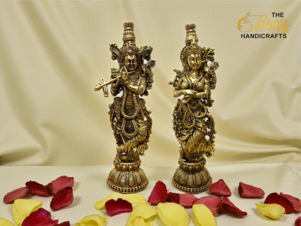 Pure Brass Radha Krishna Statue | 6-Inch Lost Wax Casting Idol | Handcrafted South Indian Radha Krishna for Home & Pooja Room Decor