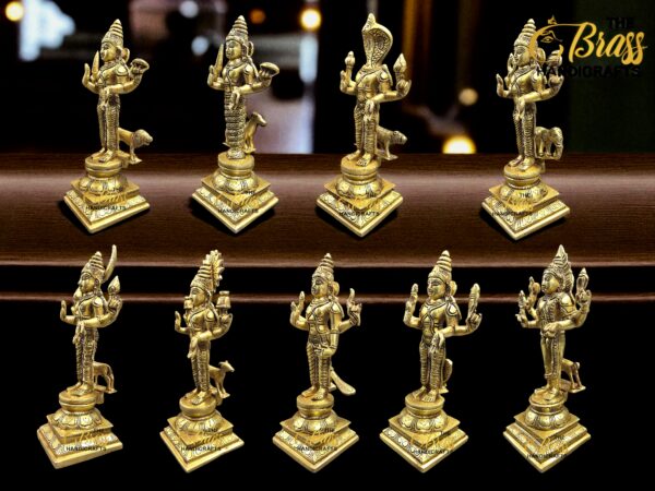 Large Brass Navagraha Statues Set of 9 | Pure Brass Nine Planets Idols | Vastu & Astrological Deities for Temple, Home & Pooja Room Decor | Heavy Antique Finish Brass Art - Image 4
