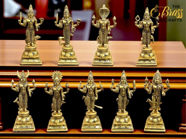 Large Brass Navagraha Statues Set of 9 | Pure Brass Nine Planets Idols | Vastu & Astrological Deities for Temple, Home & Pooja Room Decor | Heavy Antique Finish Brass Art