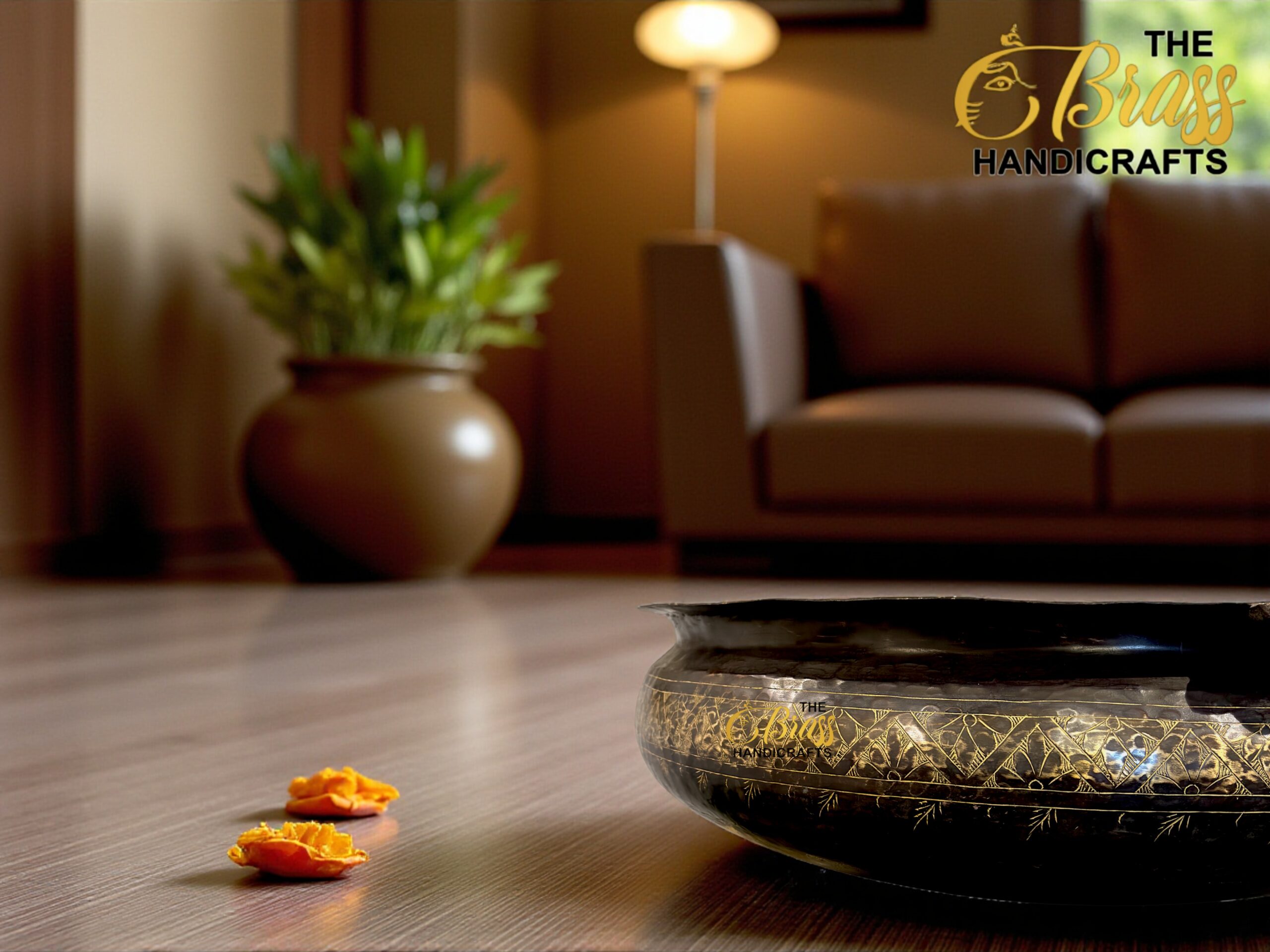 Large Brass Kerala Urli Pond | Handcrafted Antique Black Finish Urli | Intricately Carved Heavy Brass Bowl for Home & Office Decor | Traditional Indian Urli - Image 2