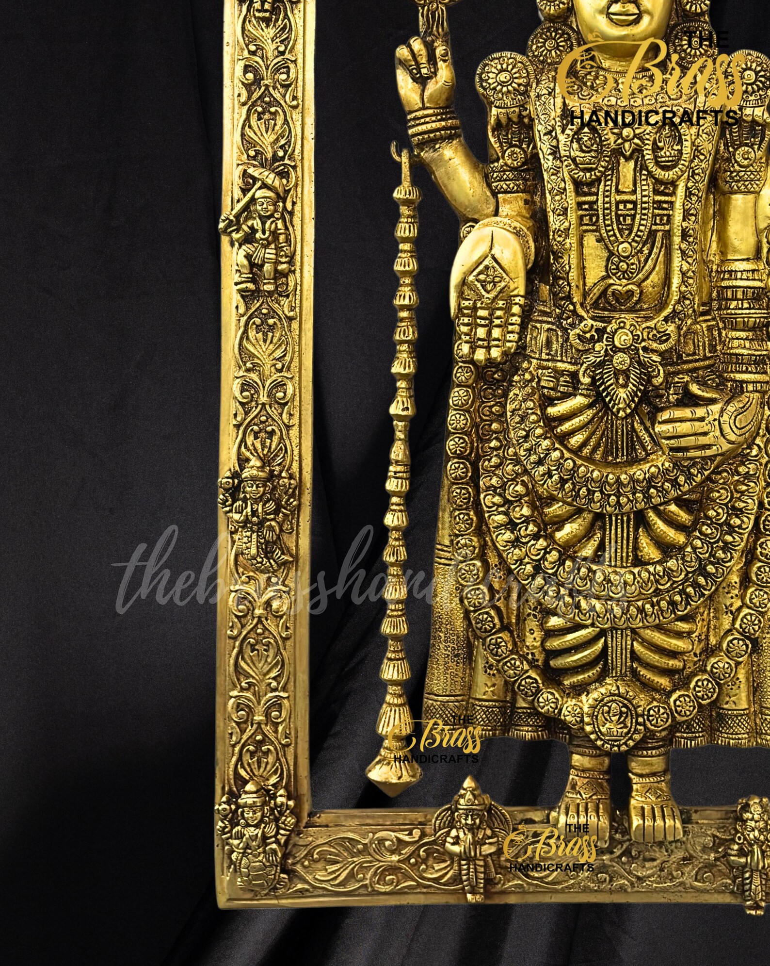 Brass Tirupati Balaji with vishnu Dasavataram, Hanuman, Garuda & Vishnu Lakshmi on frame in pure brass for home, wall decor, office decor - Image 6