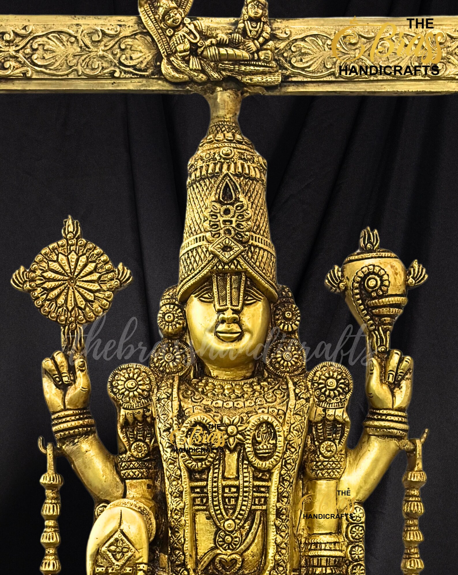 Brass Tirupati Balaji with vishnu Dasavataram, Hanuman, Garuda & Vishnu Lakshmi on frame in pure brass for home, wall decor, office decor - Image 7