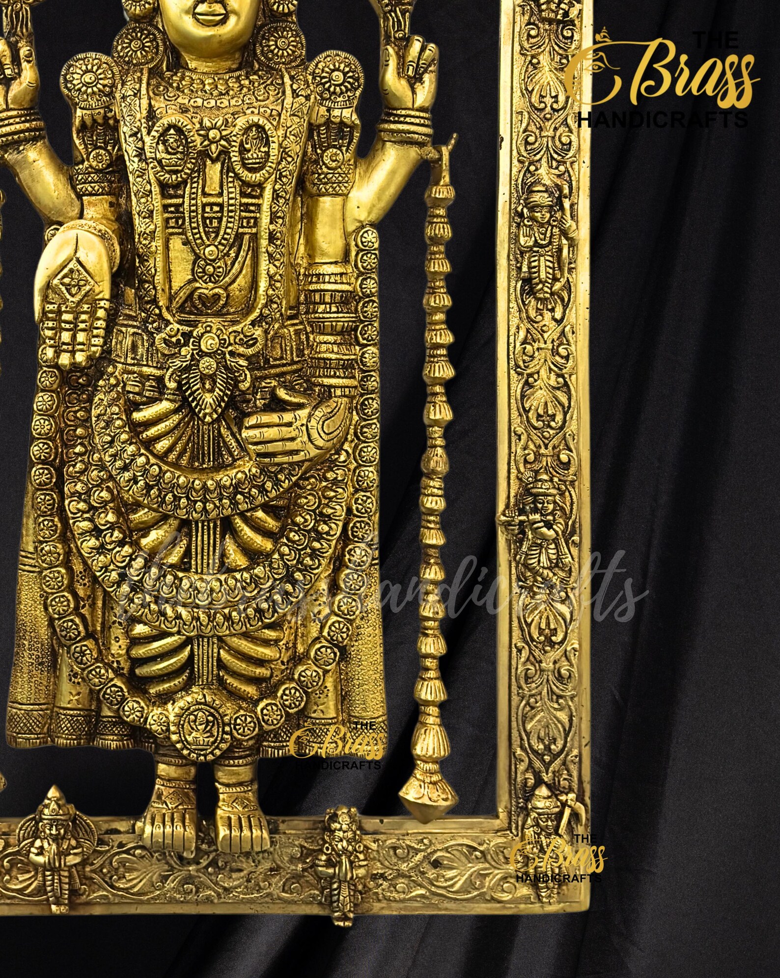 Brass Tirupati Balaji with vishnu Dasavataram, Hanuman, Garuda & Vishnu Lakshmi on frame in pure brass for home, wall decor, office decor - Image 8