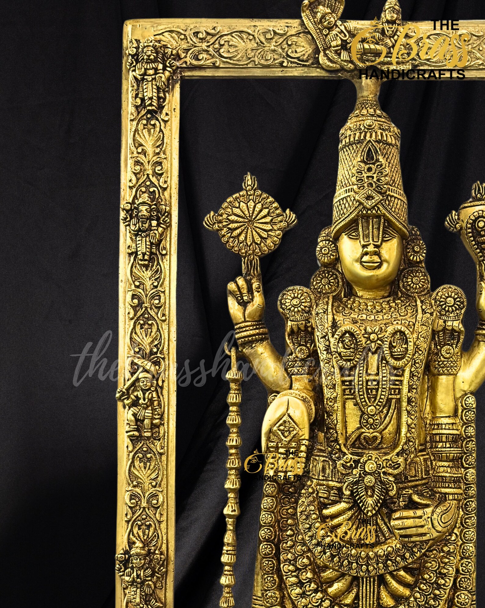 Brass Tirupati Balaji with vishnu Dasavataram, Hanuman, Garuda & Vishnu Lakshmi on frame in pure brass for home, wall decor, office decor - Image 4