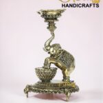 Brass Elephant Lamp (Diya), 5.5"