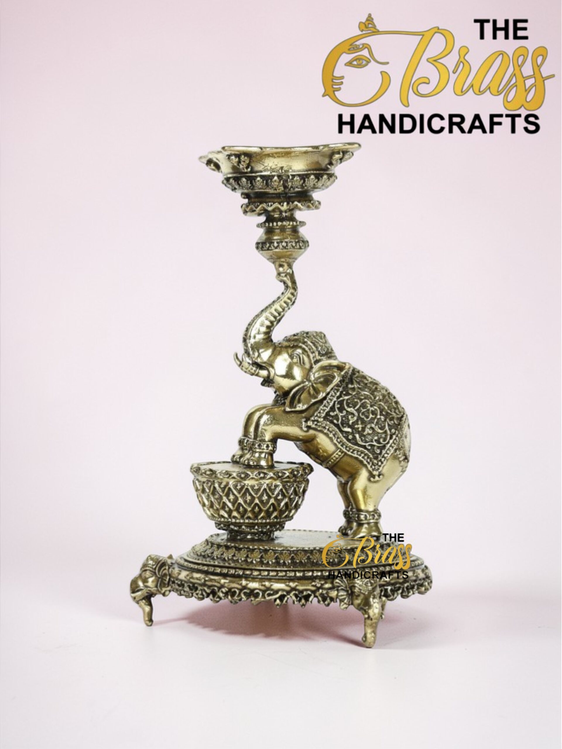 ELEPHANT LAMP (1) Brass Elephant Lamp (Diya), 5.5"