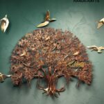 Pure Brass Kalpavriksha Tree of Life Wall Decor with Hanging Birds, Large Brass Wall Art, Indian Tree of Life, Luxury Home Office Restaurant Decor