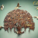 Pure Brass Kalpavriksha Tree of Life Wall Decor with Hanging Birds, Large Brass Wall Art, Indian Tree of Life, Luxury Home Office Restaurant Decor