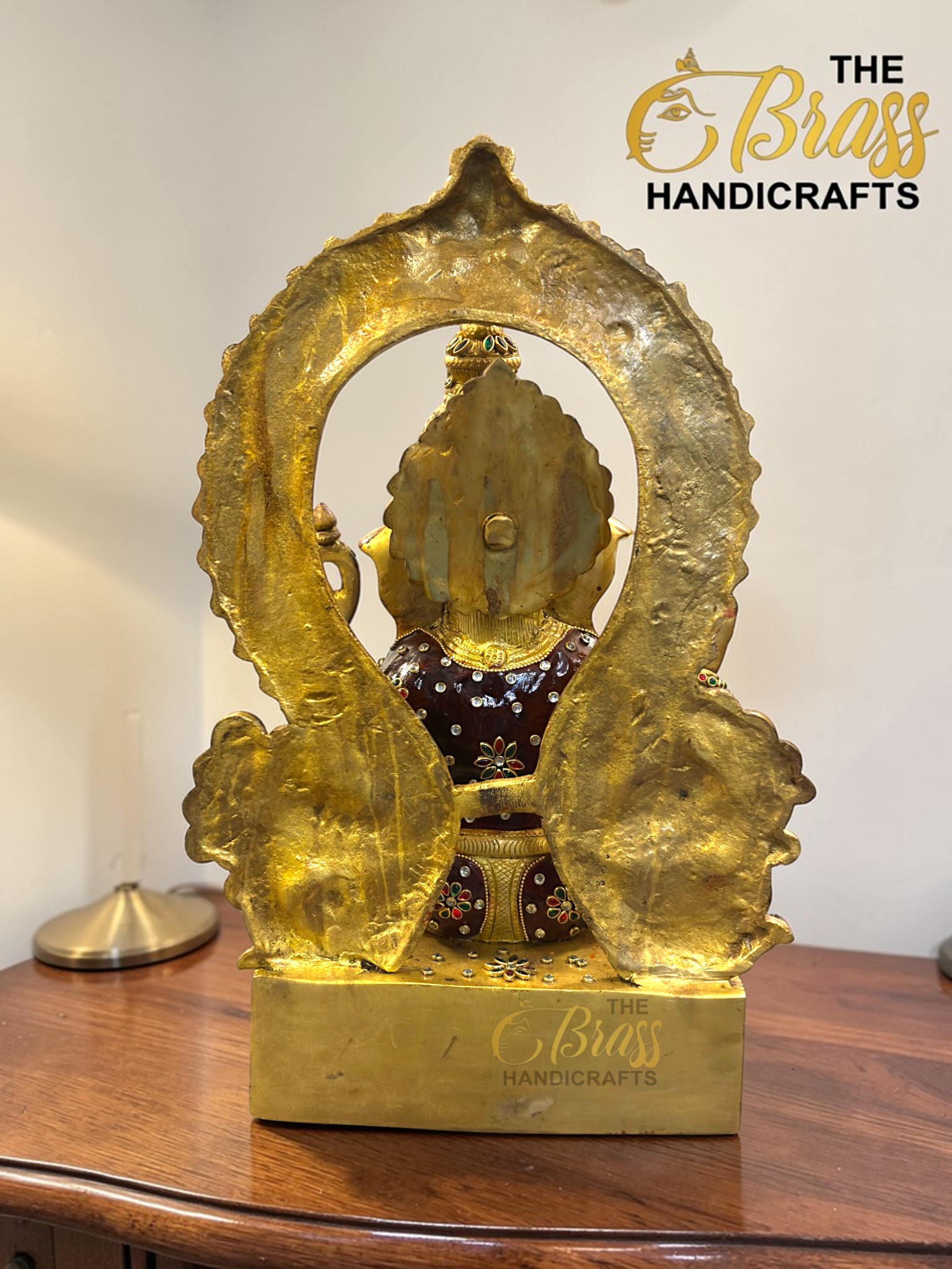 Kundan Work Brass Ganesha Idol – Handcrafted Brass Ganpati Statue for Home