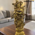Pure Brass Radha Rani Idol with Intricate Kundan Jewellery Work – 30 Inch Premium Handmade Statue for Home & Temple Decor