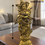 Pure Brass Radha Rani Idol with Intricate Kundan Jewellery Work – 30 Inch Premium Handmade Statue for Home & Temple Decor