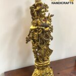 Pure Brass Radha Rani Idol with Intricate Kundan Jewellery Work – 30 Inch Premium Handmade Statue for Home & Temple Decor