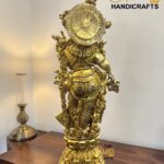 Pure Brass Radha Rani Idol with Intricate Kundan Jewellery Work – 30 Inch Premium Handmade Statue for Home & Temple Decor