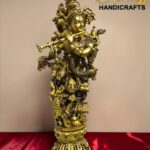 Large Brass Krishna Statue with Kundan Work – 30 Inch Rare Lord Krishna Idol – Luxury Hindu God Sculpture for Puja Room, Temple Decor, Home Decor & Spiritual Gifting  thebrasshandicrafts.com