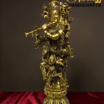 Large Brass Krishna Statue with Kundan Work – 30 Inch Rare Lord Krishna Idol – Luxury Hindu God Sculpture for Puja Room, Temple Decor, Home Decor & Spiritual Gifting  thebrasshandicrafts.com