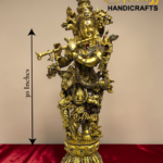 Large Brass Krishna Statue with Kundan Work – 30 Inch Rare Lord Krishna Idol – Luxury Hindu God Sculpture for Puja Room, Temple Decor, Home Decor & Spiritual Gifting  thebrasshandicrafts.com
