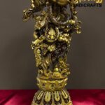 Large Brass Krishna Statue with Kundan Work – 30 Inch Rare Lord Krishna Idol – Luxury Hindu God Sculpture for Puja Room, Temple Decor, Home Decor & Spiritual Gifting  thebrasshandicrafts.com