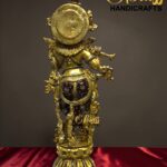 Large Brass Krishna Statue with Kundan Work – 30 Inch Rare Lord Krishna Idol – Luxury Hindu God Sculpture for Puja Room, Temple Decor, Home Decor & Spiritual Gifting  thebrasshandicrafts.com