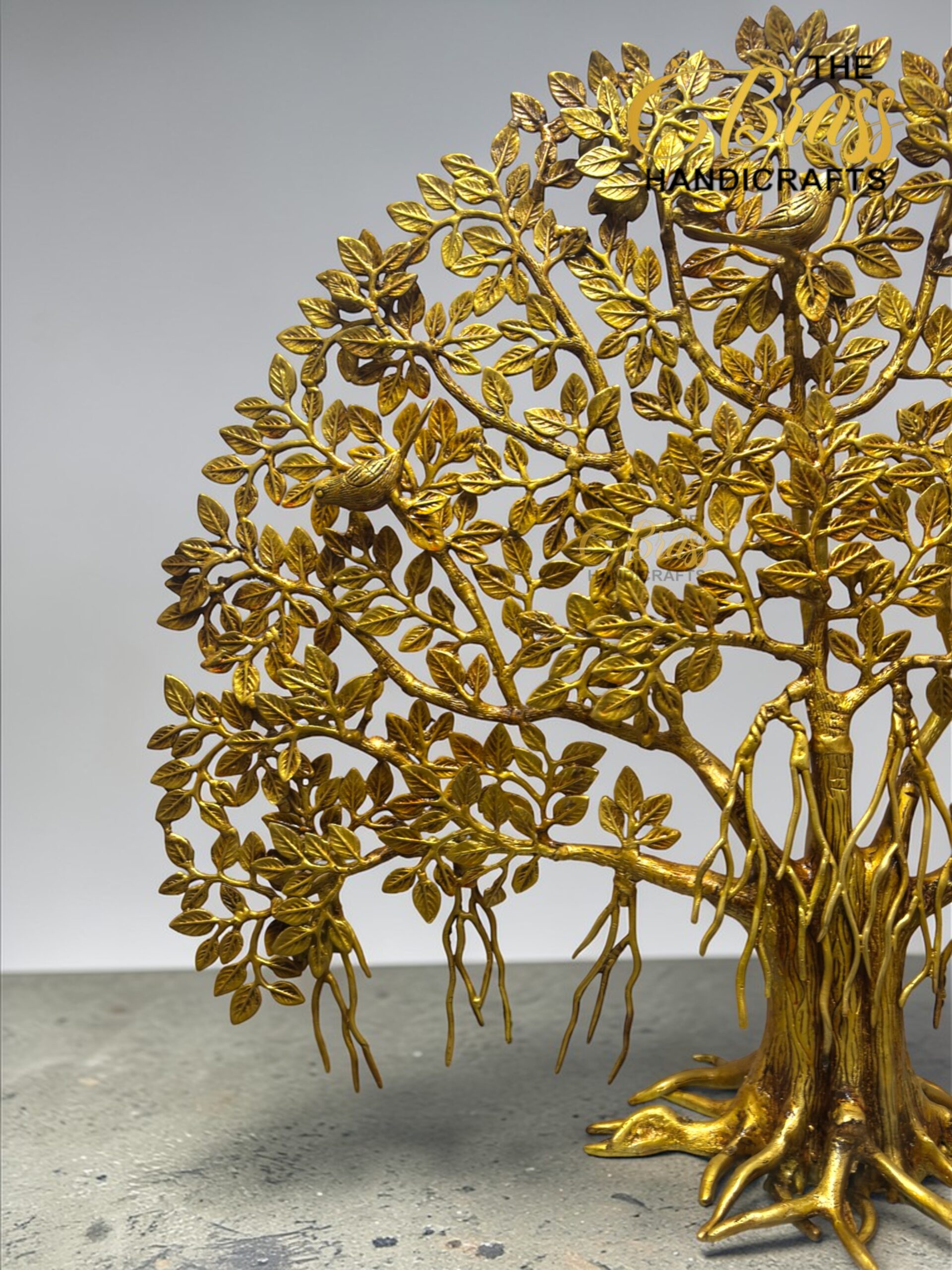 Luxury Brass Kalpavriksha Tree of Life – 30 Inch Statement Tabletop Decor  thebrasshandicrafts.com