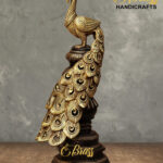 Regal Antique Brass Peacock Stand/Pillar with Lacquer Coating