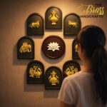 set of 9 frames with brass motifs