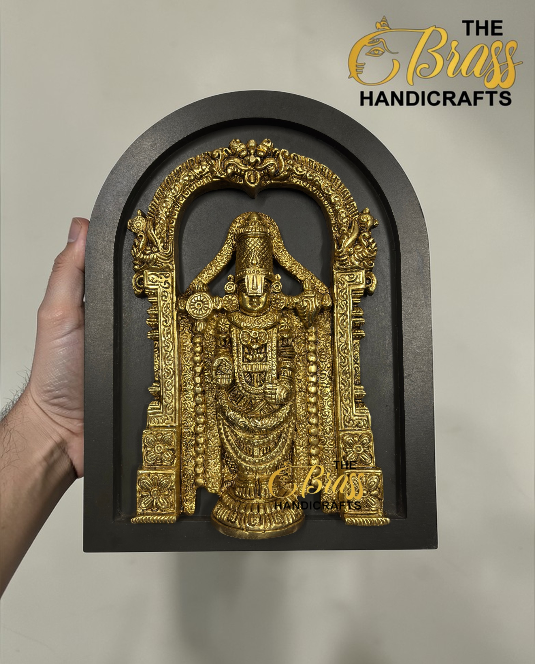 set of 9, wooden frames with brass motifs